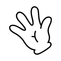 Limb for creator of cartoon retro mascot, logo and branding. Monochrome elements of a hand in gloves. Vintage style 30s, 40s, 50s old animation. Clipart is isolated on a white background