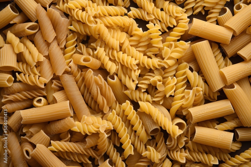 Aufkleber a close up of a bunch of pasta shells on a table. generative ai