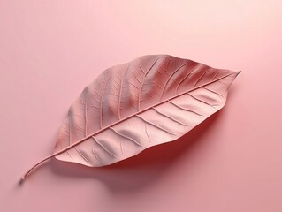 Pink Leaf on a Plain Pink Background.