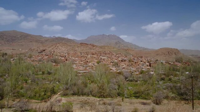 Mountain village Abyaneh in central part of Iran. UNESCO world heritage site. (time-lapse)