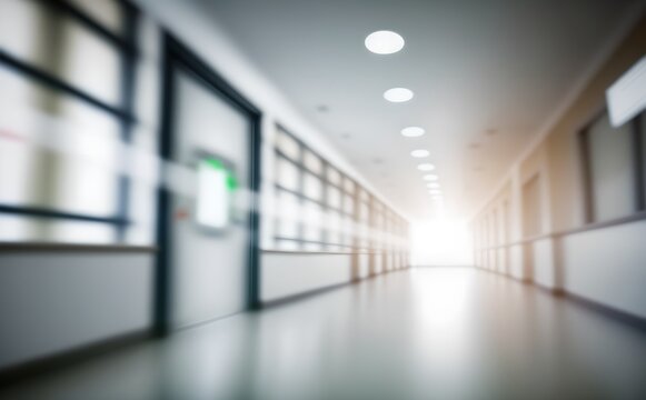 Hospital corridor blurred background, generative ai image