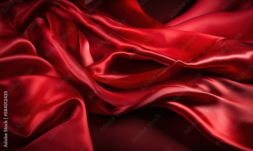 Poster a close up of a red cloth with a black background. generative ai