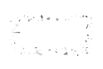 Silver glitter confetti on a white background. Decorative element.