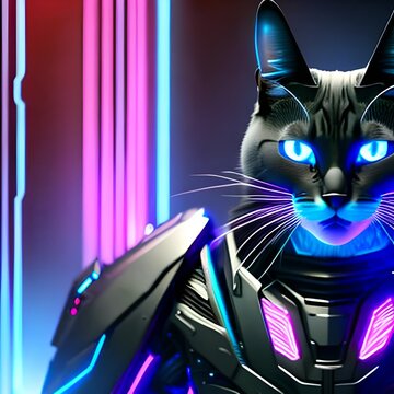 Cyber Cat With Armor