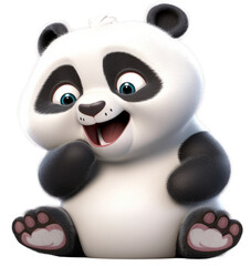 Happy baby panda in cartoon style. Generative AI