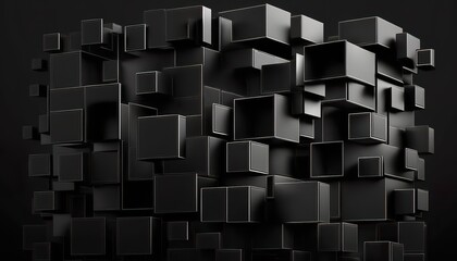 Black geometric cube background . Creative illustration. (Ai Generate)