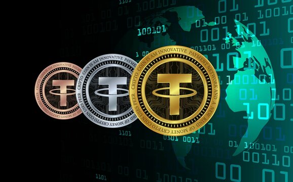 the tether-usdt virtual currency logo. 3d illustrations.