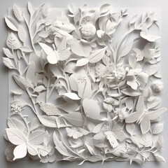 Paper Artistry in Full Bloom: Crafting a Mesmerizing Nature Scene Through Folded and Cut White Paper