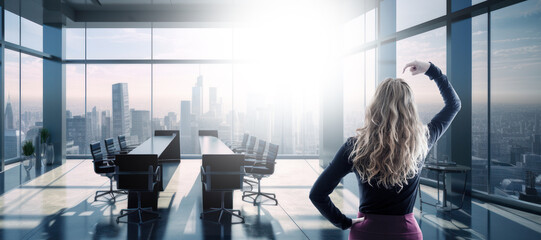 woman with doubt or problem in the meeting room