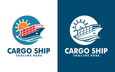 Fototapeta premium Ship logistics and ship express delivery company logo design template