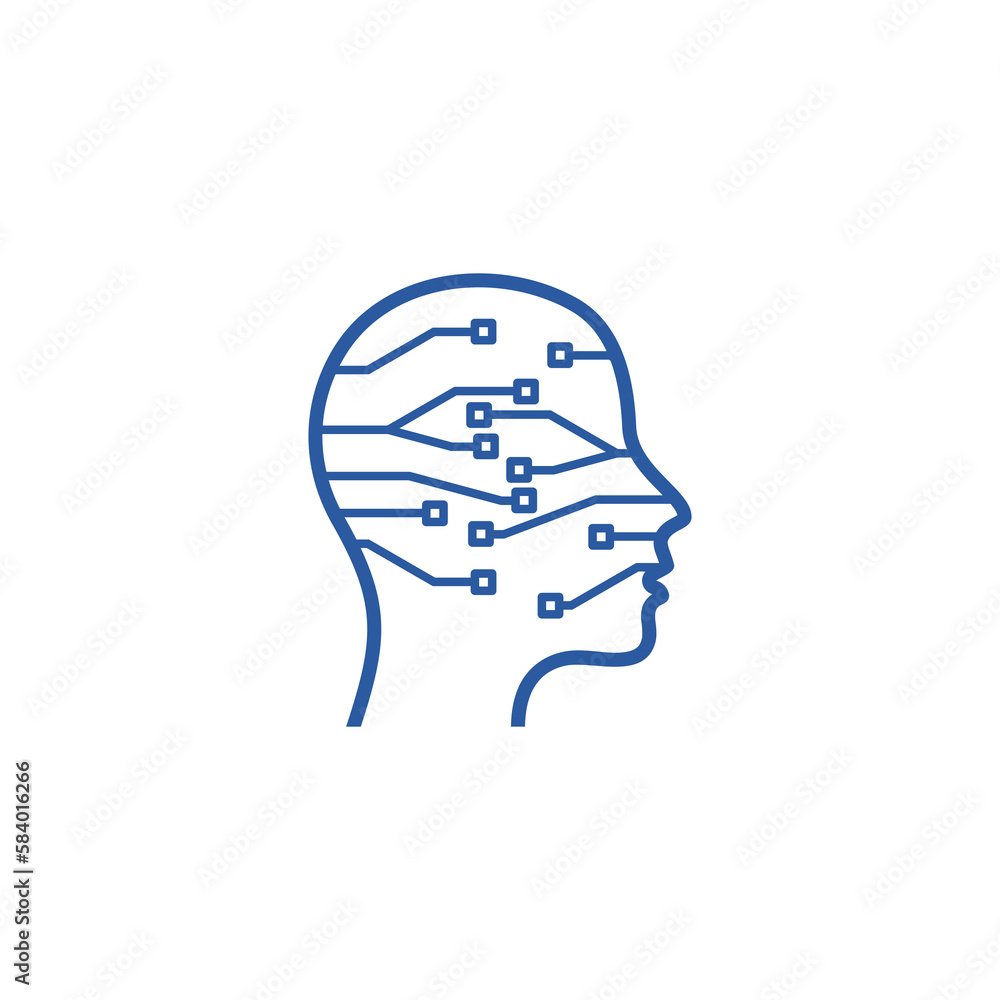 Poster ai head, artificial, artificial intelligence icon isolated on transparent background