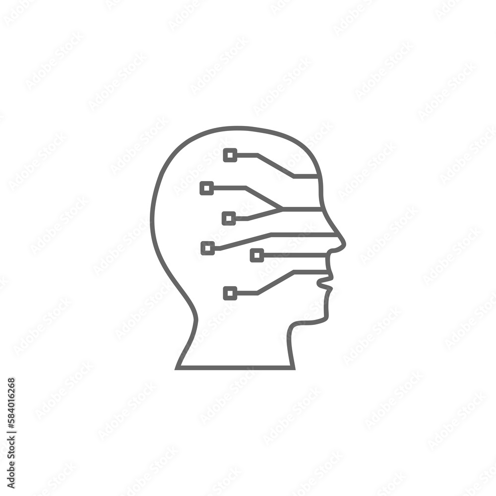 Poster ai head, artificial, artificial intelligence icon isolated on transparent background
