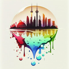 Jakarta in a water droplet