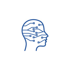 Ai head, artificial, artificial intelligence icon isolated on transparent background