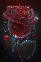 red rose in the shape of heart