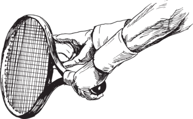 Hand drawn sketch of a tennis player's hand. Vector illustration. © onot