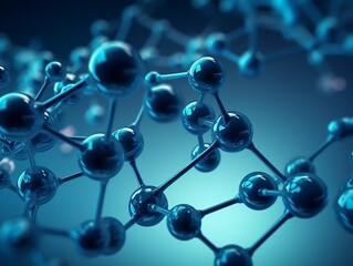 Exploring the Blue World of Molecular Structures: A Close-up Illustration