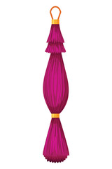 Tassel fringe accessory icon. Leather trinket, handbag embelishments or fashion key chain. Textile zipper. Isolated vector illustration symbol