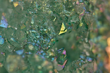 Green crystals Agate SiO2 silicon dioxide. Macro
