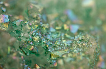 Green crystals Agate SiO2 silicon dioxide. Macro