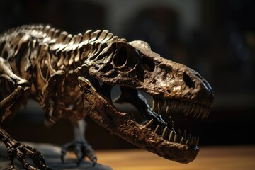 Dinosaur Fossil (Tyrannosaurus Rex) Found by Archaeologists. AI generated