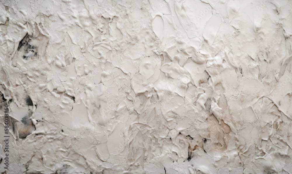 Poster a wall with white paint on it and a black object in the middle of the wall. generative ai
