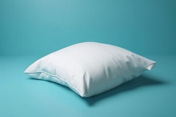 Fototapeta na wymiar a white pillow sitting on top of a blue table next to a white pillow. generative ai