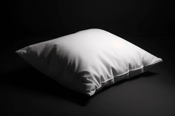  a black and white photo of a pillow on a black background.  generative ai
