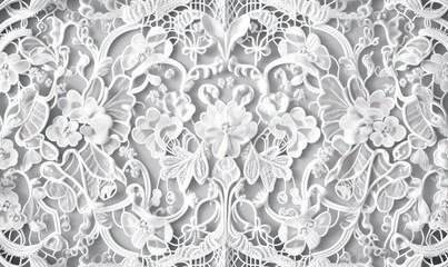  a close up of a lace curtain with flowers on it.  generative ai
