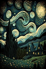 background with stars painting