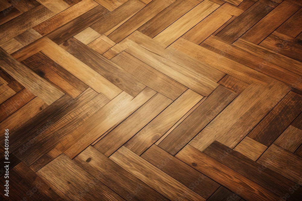 Poster a wood floor with a very nice pattern on it's surface. generative ai