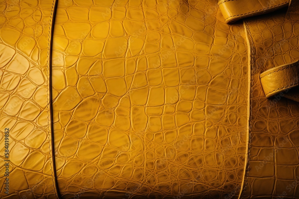 Poster a close up of a yellow bag with a strap on it. generative ai