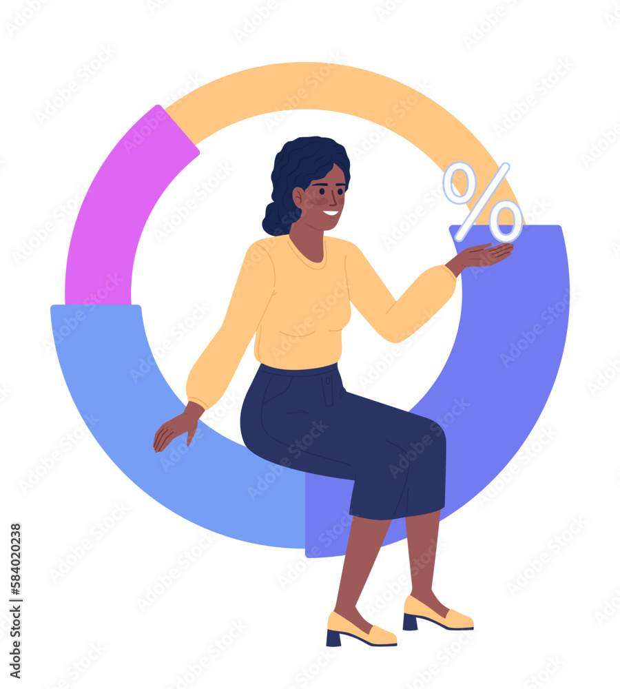 Poster data visualisation analyst flat concept vector spot illustration. editable 2d cartoon character on w