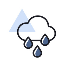 Raincloud with raindrops vector icon. Weather sign