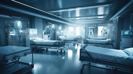 Fototapeta premium Futuristic hospital ward. Generative Ai