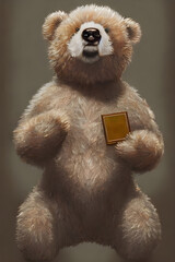 Brown Teddy Bear Holding Book