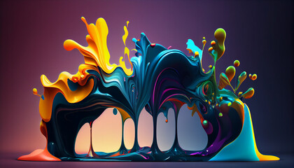D Liquid Colorful Paint Background. Generate Ai.