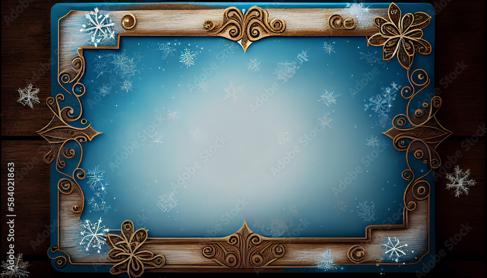 Poster beautiful original background image for an invitation or a new year's card with a wooden base and a 