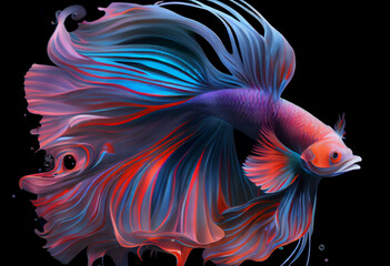 Fototapeta premium Beauty fantasy fighting fish art . Generate Ai.