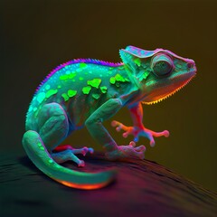 Fototapeta premium Neon Chameleon Magic: Vibrant Reptile Art