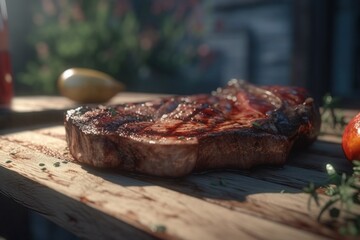 Steak beef  bbq meat grilled close up  photorealistic generative ai
