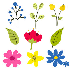 collection of cute flowers ,floral ,leaves .