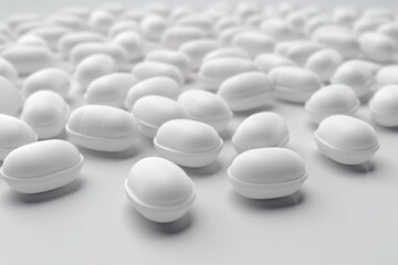 White pils close up drugs medicine pharmasy medical capsules tablets white background health generative ai