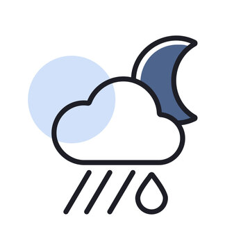 cloudy night weather icon with rain clip art preview