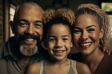 Fototapeta premium Multiethnic family portrait. Multicultural relations. generative AI