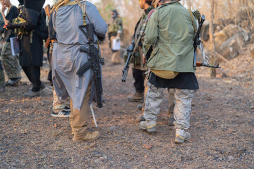 Team of islamic. Army marine corps soldier military war with gun weapon participating and preparing...
