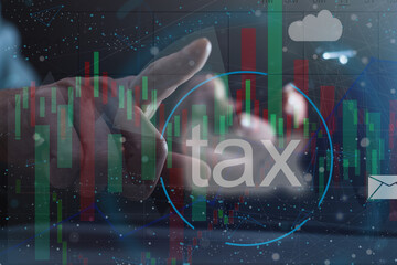 Virtual screen with increase tax payment return online for tax payment by corporations.