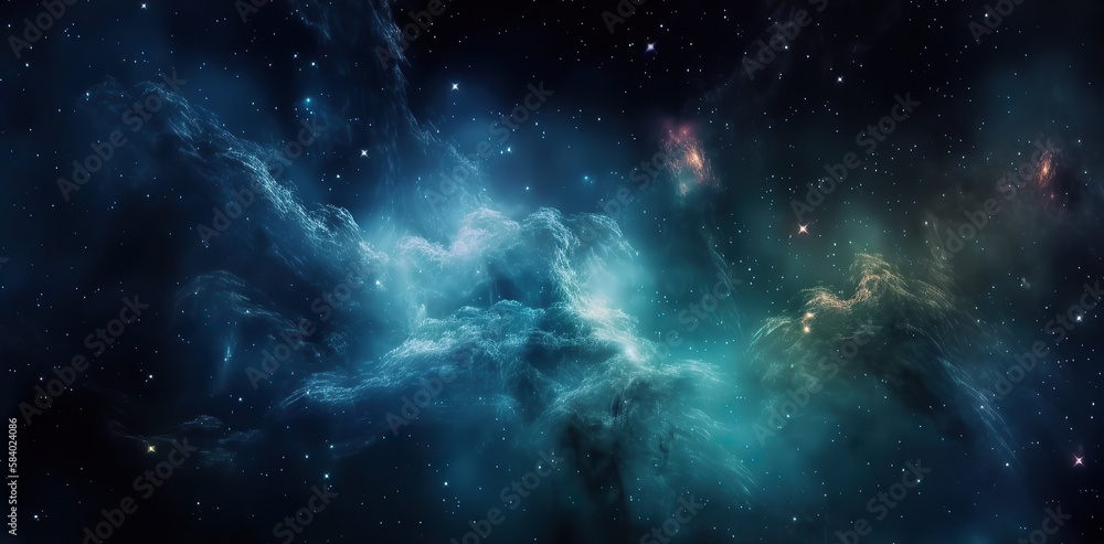 Wall mural galaxy and nebula. abstract space background. endless universe with stars and galaxies in outer spac