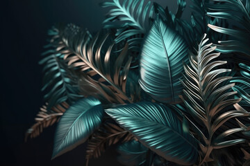 Naklejka na ściany i meble Metallic Plants Backdrop Style - Metal Plants Backgrounds Series - Metal Plants Style created with Generative AI technology