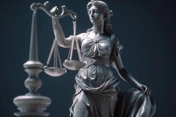 Statue of Themis Lady Justice  close-up law court generative ai